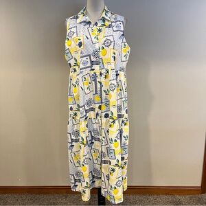 Alex's Lemonade Stand summer lemons print Sleeveless button down midi dress